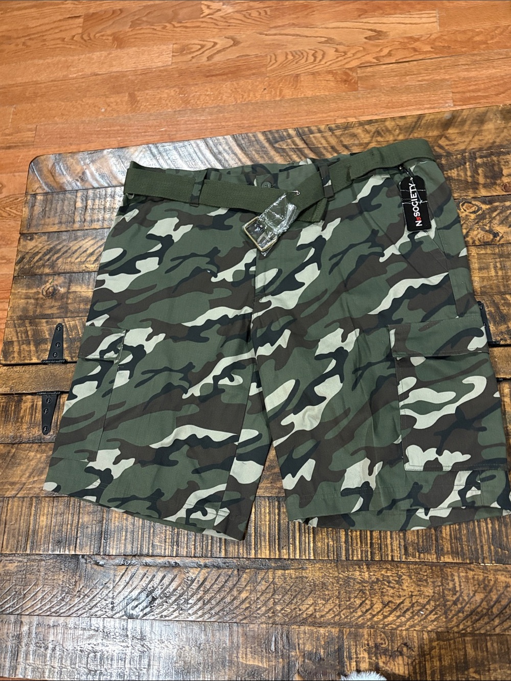 Society Men's Camo Cargo Shorts - Green